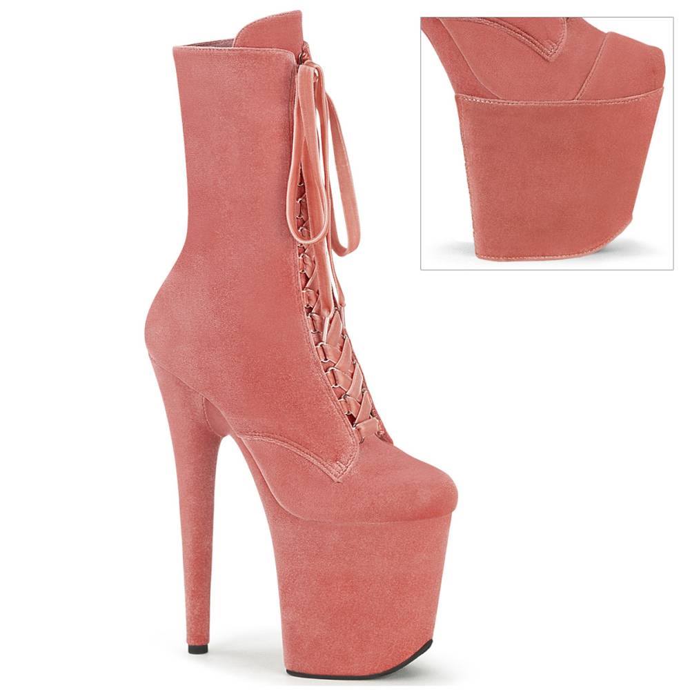 Pleaser - FLAMINGO1045VEL Plattformstiefel, Poledance Schuhe - Rosa Product image